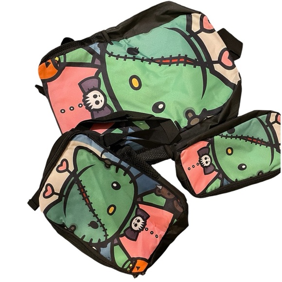 🆕 Hello Kitty Halloween Themed Backpack Set, Oxford Cloth - 3 Piece Travel Bag - Picture 3 of 9